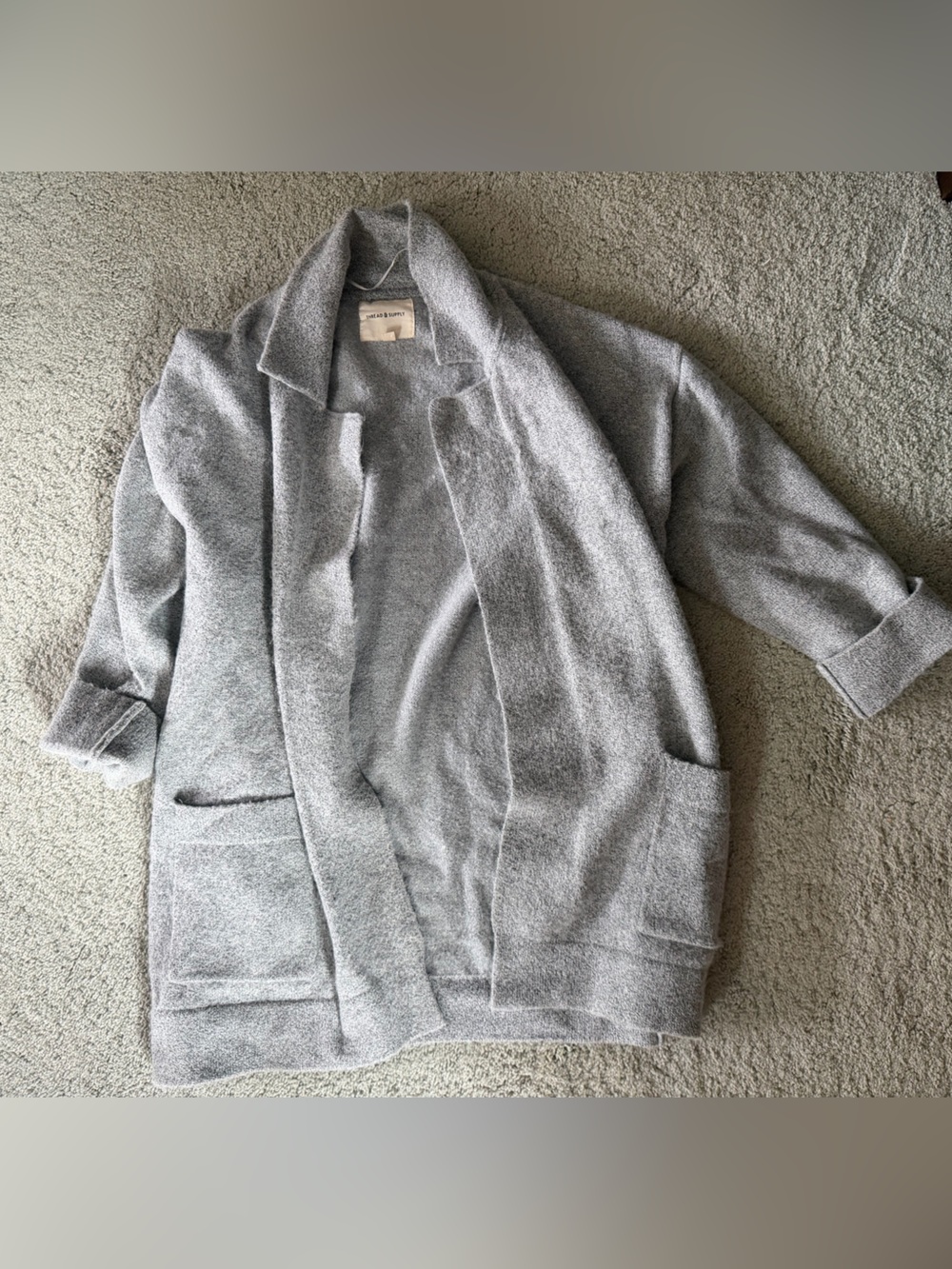 Cozy Light Gray Open-Front Women's Blazer Jacket